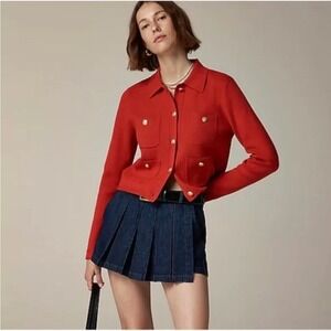 J. Crew Patch-pocket Sweater Lady Jacket Size Medium Red